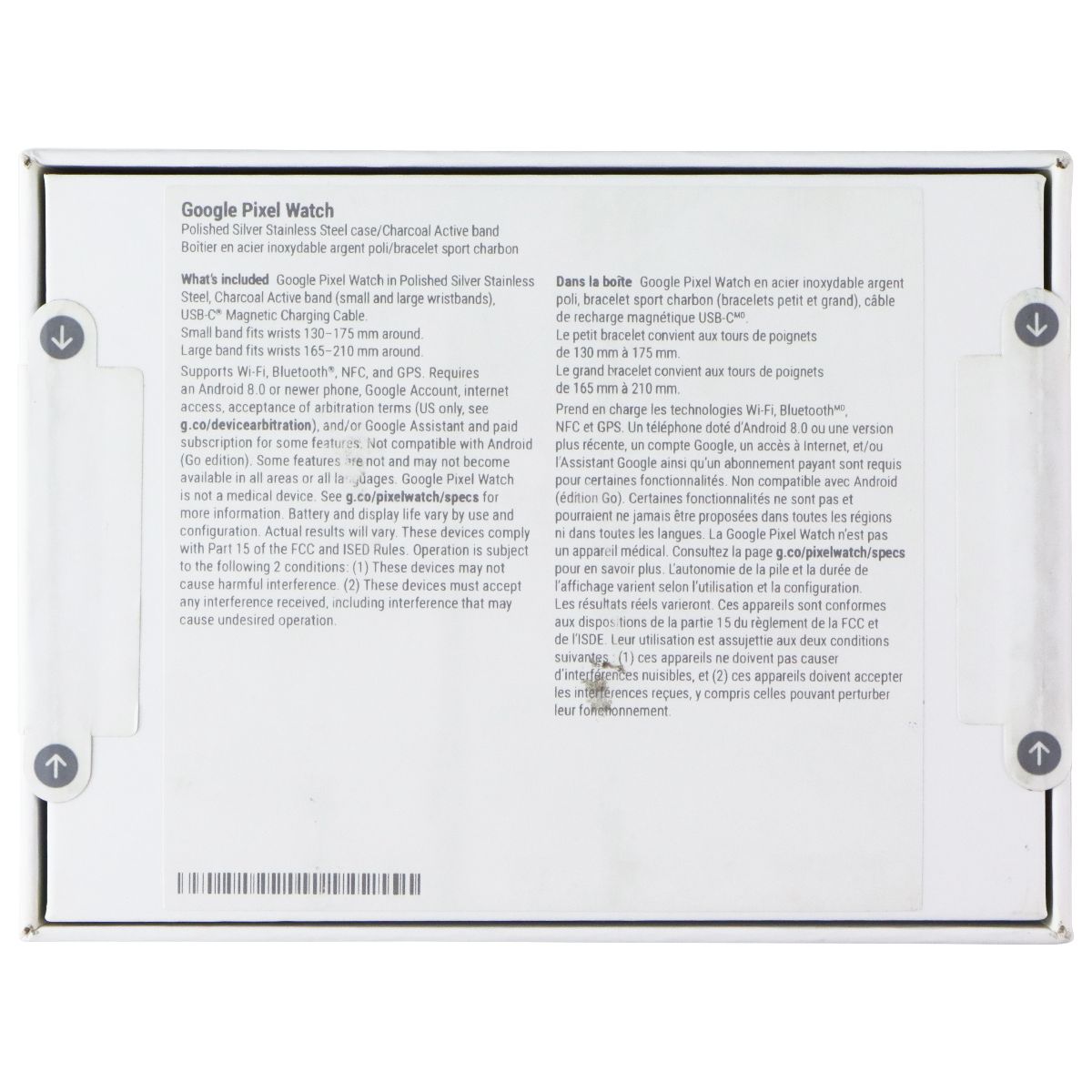 Google Pixel Watch 1st Gen (GQF4C) Smartwatch (Wi-Fi Only) - Silver/Charcoal