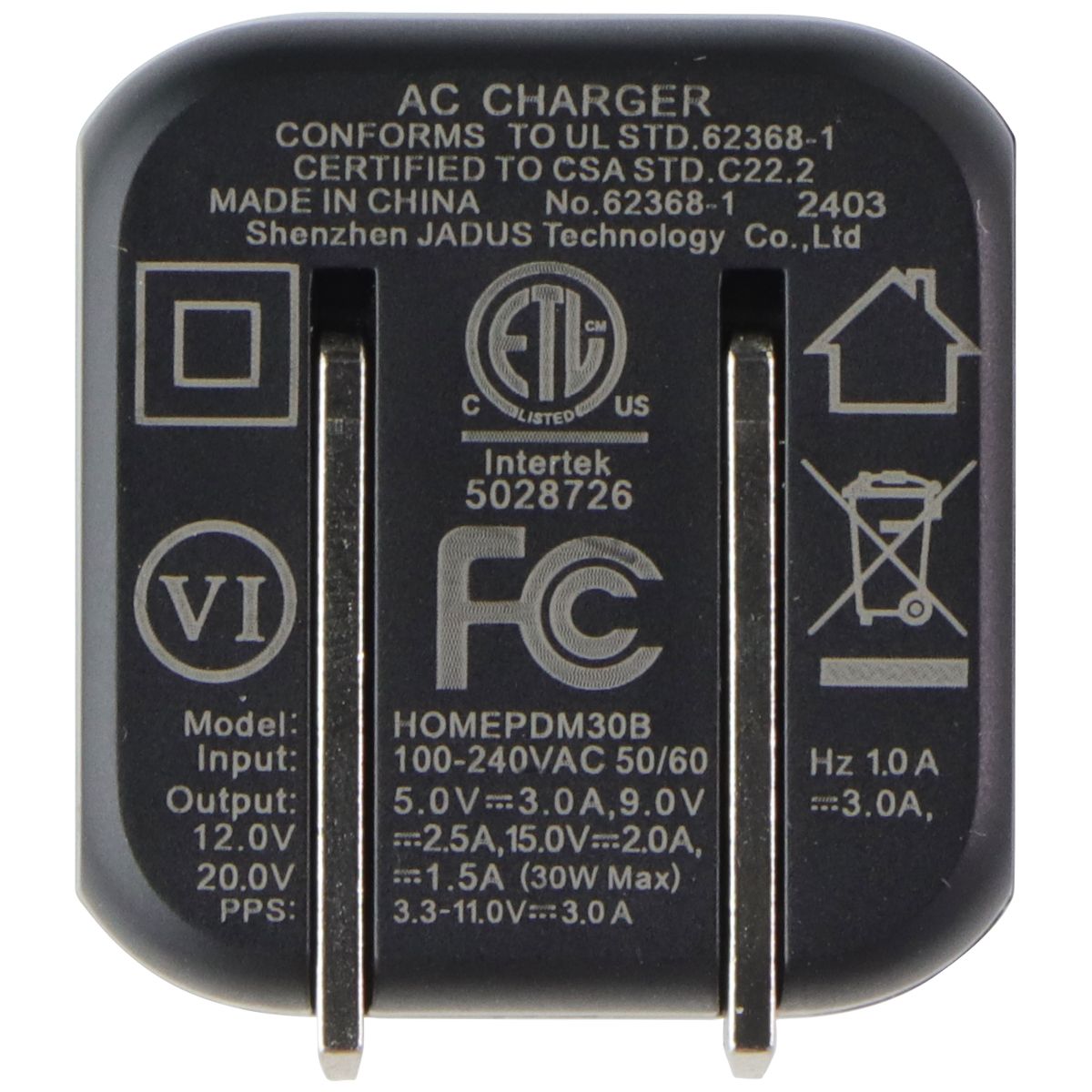 AXS ProCharge Mini USB-C Wall Charger (HOMEPDM30B) - Black