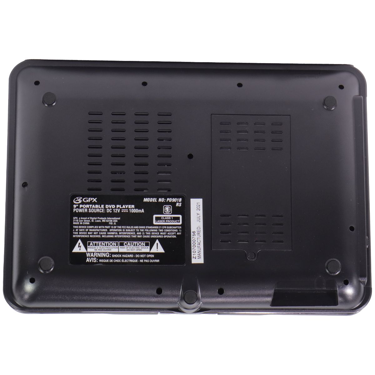 GPX 9-inch Portable DVD Player with Remote - Black (PD901B)