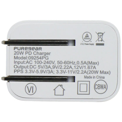 PureGear Light Speed 20W USB-C Wall & Car Charger w/ USB-C Cable - White