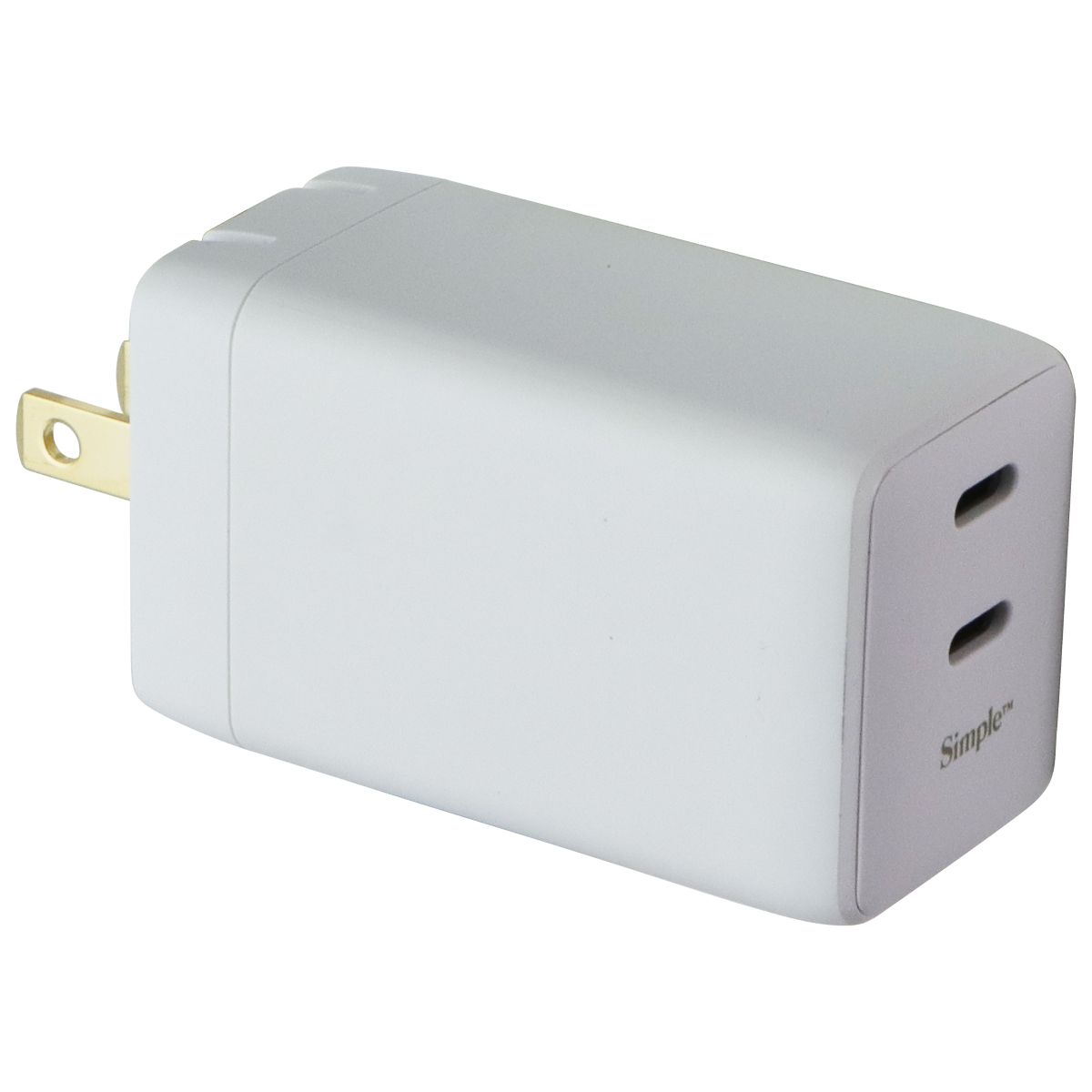 S. Simple (60W) Dual USB-C GaN Powered Folding Wall Charger - White (581231)