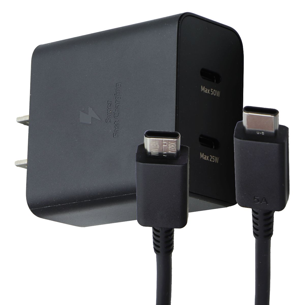 Samsung (50W) Power Adapter Duo USB-C Wall Charger with Cable - Black (EP-T5020)