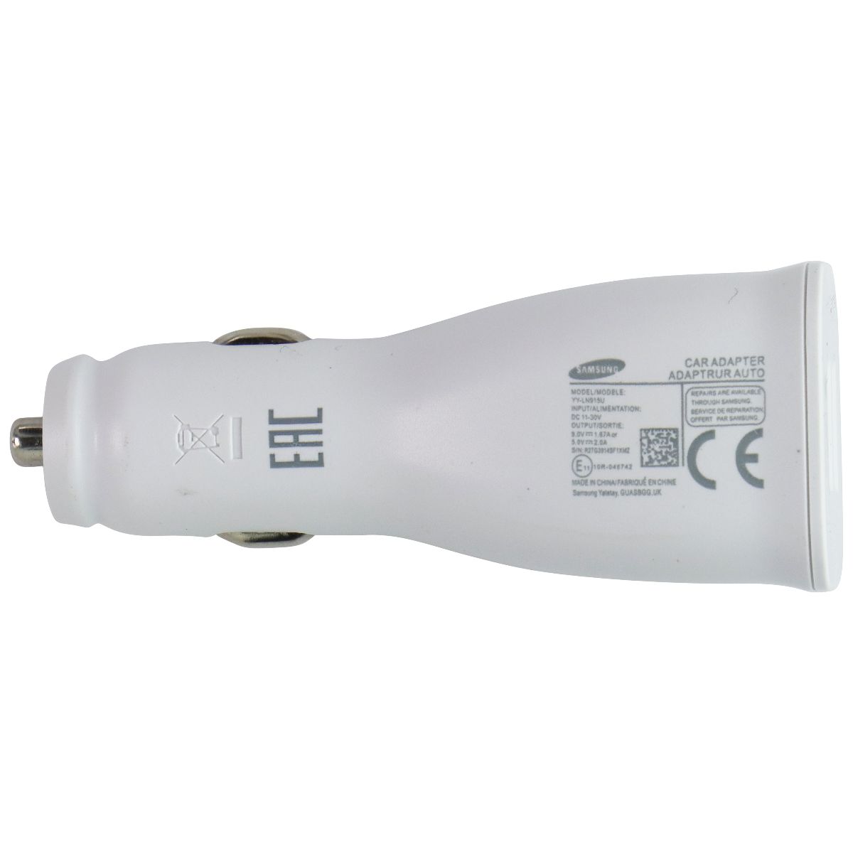 Samsung 10W Dual Port USB-A Car Adapter/Charger - White