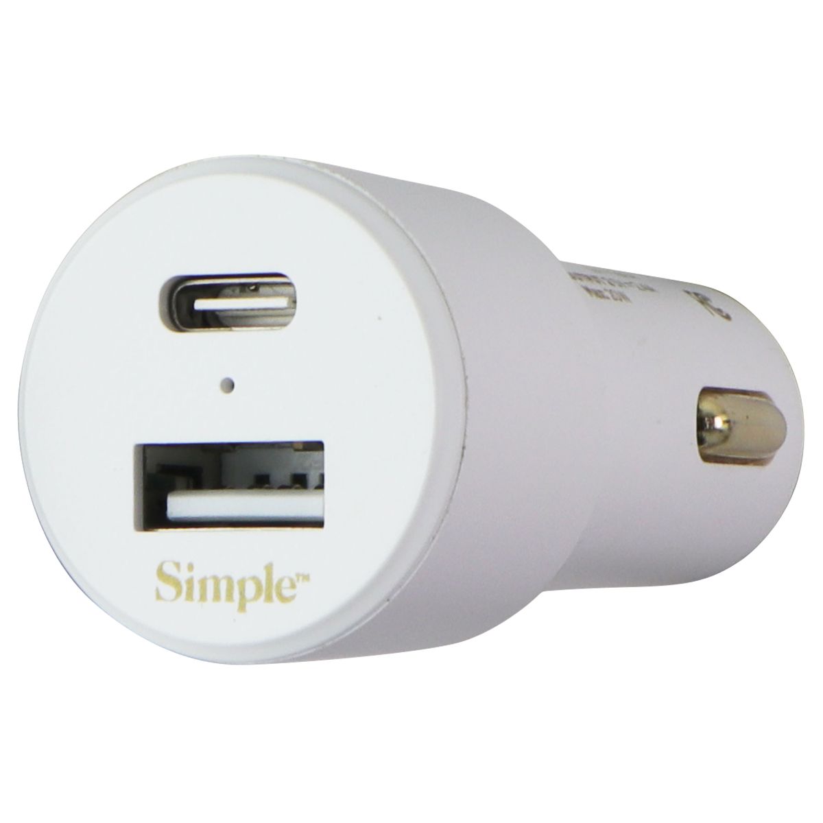 Simple Power Series 20W Dual Port USB-C & USB-A Car Charger - White