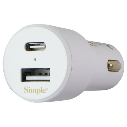 Simple Power Series 20W Dual Port USB-C & USB-A Car Charger - White