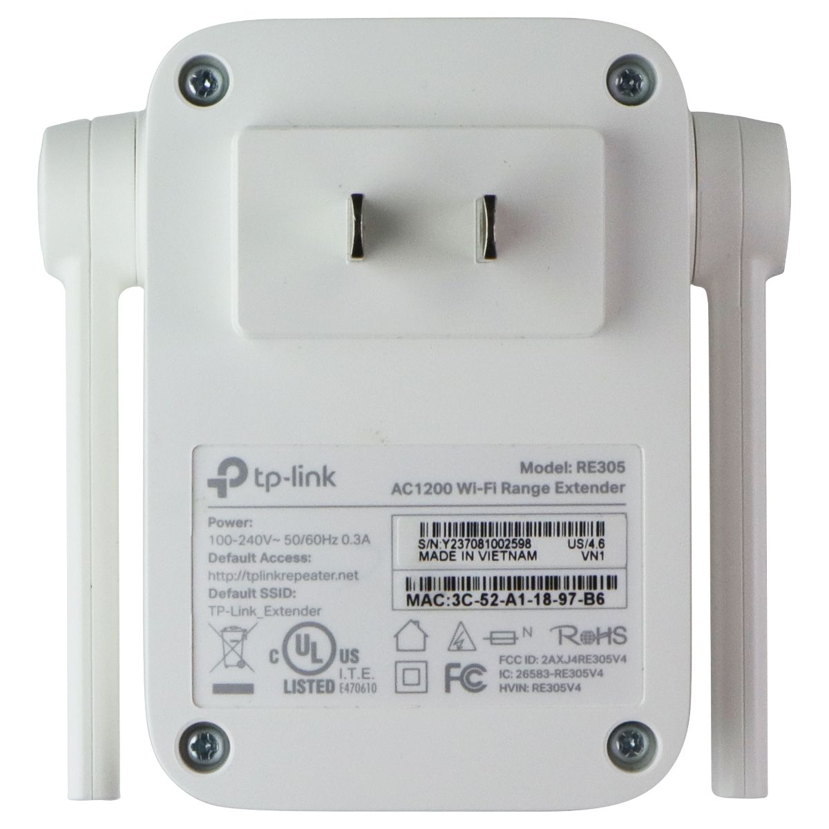 TP-LINK AC1200 Dual Band Mesh Wi-Fi Extender - White (RE305)